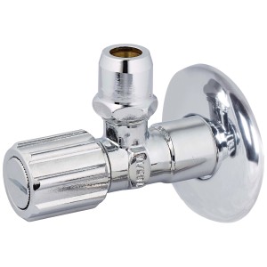 Robinet d'équerre chromé avec rosace, raccord 1/2 pouce pour lave-linge ou lave-vaisselle.
