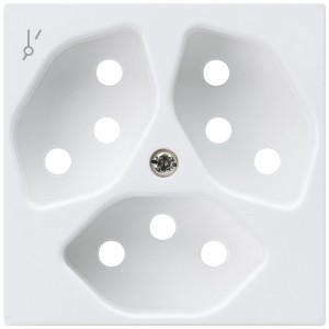Presa bianca Hager Kallysto con 3 connessioni T13 e placca frontale.
