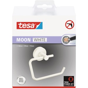 Porta carta igienica Tesa Moon, bianco opaco, per montaggio a parete senza forare.