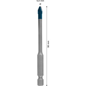 Punta per piastrelle Bosch Expert Hex-9, Ø 5 mm, blu-argento, per forare con precisione ceramiche dure.