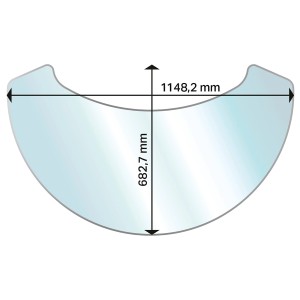 Aduro Glasbodenplatte Ellipse für Aduro 15 Serie mit Maßangaben.