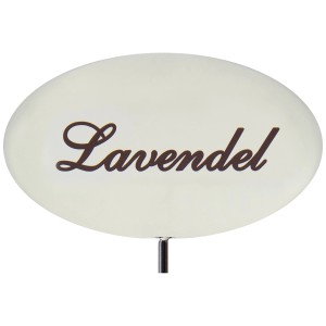 Emailleweißer Kräuterstecker Lavendel, 30 cm, zur Beet- und Kübelbeschriftung.