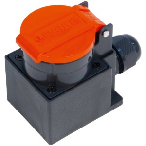 Prise en saillie Steffen T15, IP55, rouge-anthracite, pour pièces humides et extérieur.