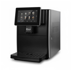 Machine à café automatique Berger & Lanz Mucho Gusto noir-argent avec grand écran tactile HD et système lait.