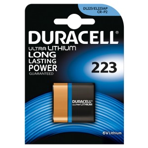 Batteria al litio Duracell Ultra 223 6V per fotocamere e dispositivi.