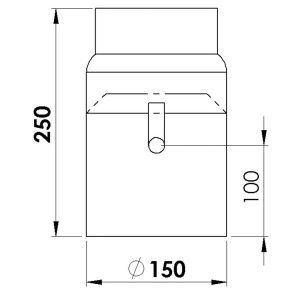 Dessin technique : Tuyau de fumée Firefix, emboîté, avec clapet de réglage, noir, Ø 150 x 250 mm.