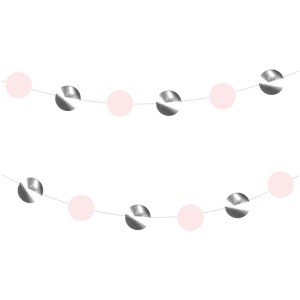 Girlande Kreise in Rosa und Silber, 3 m lang, festliche Dekoration.