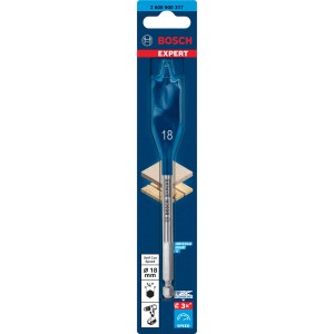Bosch Expert Selfcut Flachfräsbohrer 18 mm für Holz, in Verpackung.