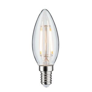 Klares Paulmann LED-Leuchtmittel in Kerzenform mit E14 Sockel und 2,5 W Leistung.