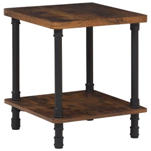 Tavolino Beliani Veril, truciolato marrone con struttura in metallo nero, 55x48x48 cm.
