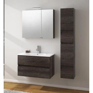 Ensemble de meubles de salle de bain Kora 80 cm en chêne Château avec armoire de toilette et meuble sous-vasque.
