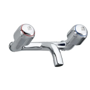 Miscelatore a parete a due maniglie Laufen Silor Chromline per lavabo.