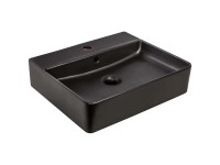 AquaSu® Hänge-Waschbecken Riga Matt-Schwarz mit Hahnloch und Überlauf 51 cm AquaSu® Hänge-Waschbecken Riga Matt-Schwarz mit Hahnloch und Überlauf 51 cm