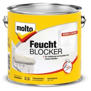 Dose Molto Feucht-Blocker, matt weiß, 2,5 l. Spezialspachtel zur Isolierung feuchter Wände.