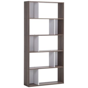 Étagère moderne Beliani Orilla, marron foncé/blanc, avec 5 niveaux et 10 compartiments décalés. Idéale comme séparateur.