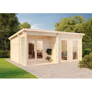 Abri de jardin Alpholz Orkus-44 non traité avec toit monopente et auvent.