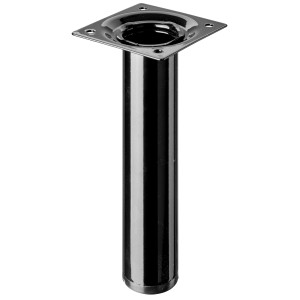 Gamba per tavolo Hettich, Ø 30 mm, altezza 150 mm, nera, con piastra di montaggio.