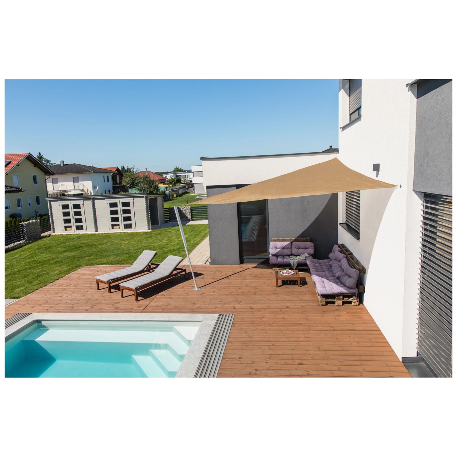 Windhager sonnensegel capri dreieck schilf 4 x 4 x 4 m kaufen bei obi