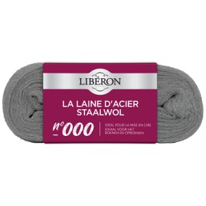 Laine d'acier n° 000, laine abrasive fine pour bois, métal, plastique et verre.