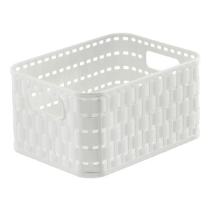 Panier de rangement Rotho Country A6 en blanc porcelaine (2 l) aspect rotin.