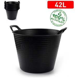Panier de transport Flexitube noir 42L en plastique recyclé avec poignées pour jardin et maison.