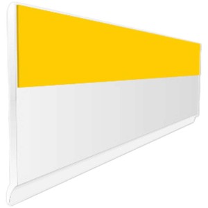 Baguette plate Roro blanche avec lèvre d'étanchéité jaune, hauteur 3 cm, longueur 150 cm, pour joints de portes et fenêtres.