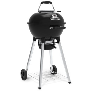 Broil King Kettle GEM Premium 47, barbecue à charbon noir avec grille en acier inoxydable et thermomètre.