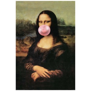 Maxiposter Mona Lisa mit Kaugummi, 61x91,5 cm. Witziges Poster für Kunstliebhaber.
