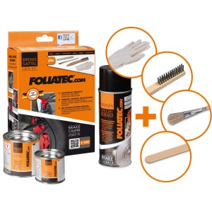 Foliatec Set vernice per pinze freni rosso con vernice, detergente, pennelli e accessori per la verniciatura delle pinze.