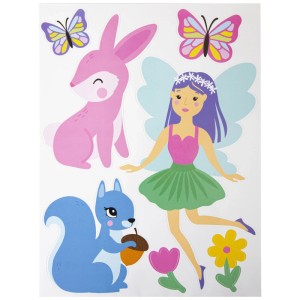 I Am Creative Fenstersticker Fairy: Bogen mit Fee, Schmetterling, Hase und Eichhörnchen.