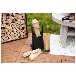 Billot à fendre Nouvel Forte en acier noir avec bûches et marteau. Idéal pour fendre le bois.