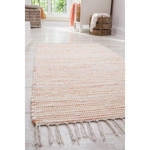 Tappeto arancione Kentucky, 60x120 cm, con frange. Tappeto in lana per interni.