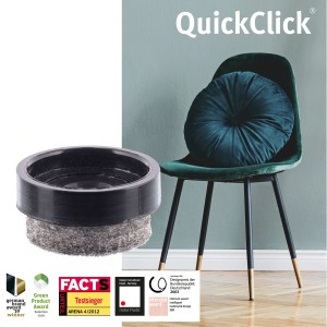 Set de patins pour meubles Wagner QuickClick, marron, Ø 17mm, 8 pièces. Patins en feutre pour sols délicats.