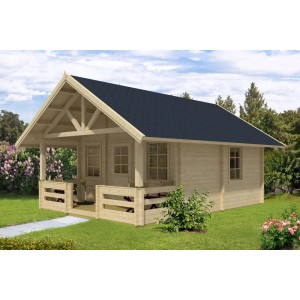 Abri de jardin Alpholz Lillehammer non traité avec toit à deux pentes et appentis.