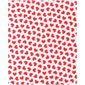 Blumenseide, weiß mit roten Herzen, 6 Bögen, 50x70 cm, zum Basteln und Verpacken.