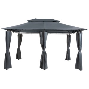 Gazebo Beliani Colos in acciaio grigio grafite con tende.