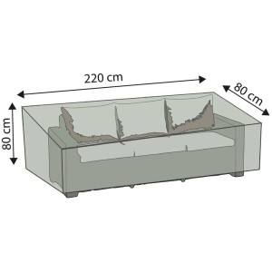 Copertura deluxe per divano da giardino a 3 posti in rattan, poliestere Oxford 420D, ca. 220x80x80 cm.