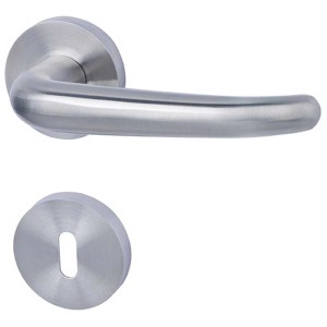 Set rosetta Nordpol BB, acciaio inox opaco, ferramenta per porte interne.