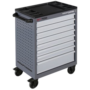 Kraftwerk Servante d'atelier BT700 avec 8 tiroirs, construction en acier, rangement d'outils mobile.