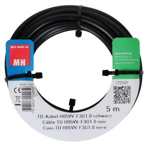 Cavo TD nero H05VV-F, 3x1.0 mm², 5 m, cavo flessibile in plastica.