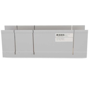 Cassetta per troncatrice grigia in alluminio, 250x55x85 mm, per tagli precisi con seghe e lime a mano.