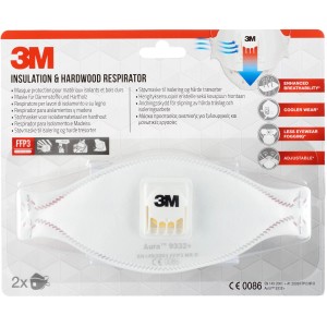 Masque respiratoire 3M Aura 9332+ FFP3 pour isolants et bois dur, lot de 2
