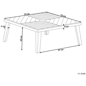 Schizzo: Tavolino da caffè Baratti in legno di acacia, quadrato, 70x70 cm, altezza 33 cm.