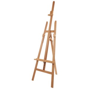 Cavalletto da studio Mabef Lyre in legno naturale per pittura artistica in studio.