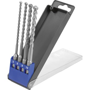 Set di punte da trapano LUX Classic SDS-Plus, 4 pezzi, per muratura, pietra e cemento in custodia aperta.