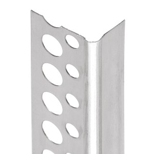 Paraspigolo asimmetrico in alluminio per cartongesso con fori.