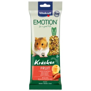 Vitakraft Emotion Kräcker Fruit per criceti, 2 pezzi. Alimento supplementare per roditori con dattero e albicocca.