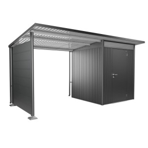 Pannello laterale Biohort per tetto laterale AvantGarde A1/A5, grigio scuro metallizzato, come protezione da vento e intemperie.