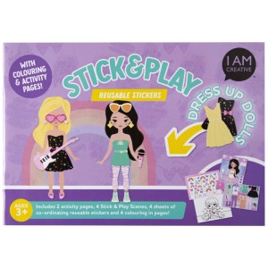 I Am Creative Stick-and-Play-Buch Dress Up A5: Anziehpuppen mit wiederverwendbaren Stickern.