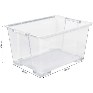 Transparente Rotho Aufbewahrungsbox Evo Easy, 140 l, aus robustem Kunststoff. Ideal zur Lagerung, ohne Deckel.